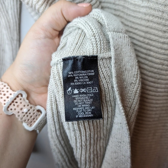 Nic + Zoe Cream Knit Cotton Blend Button Sleeve Women Large - Picture 6 of 6